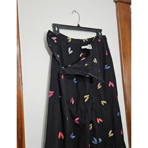 Vintage Coldwater Creek Womens Black Pants Embroidered Flip Flop Beach Size 12 - Picture 5 of 6